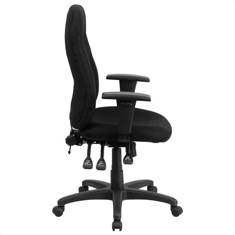 Scranton & Co Contemporary Fabric High Back Swivel Office Chair in Black