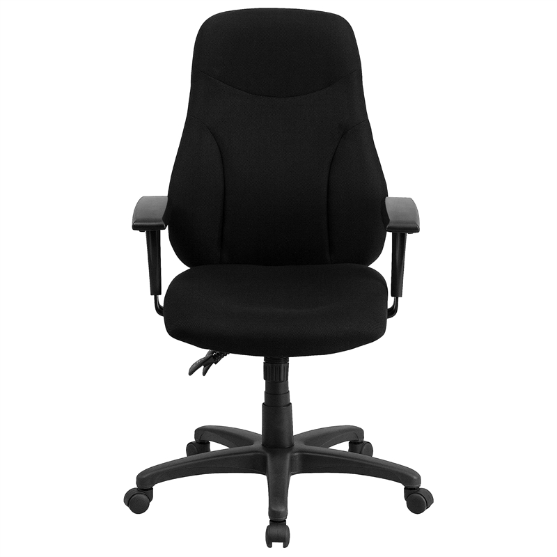 Scranton & Co Contemporary Fabric High Back Swivel Office Chair in Black