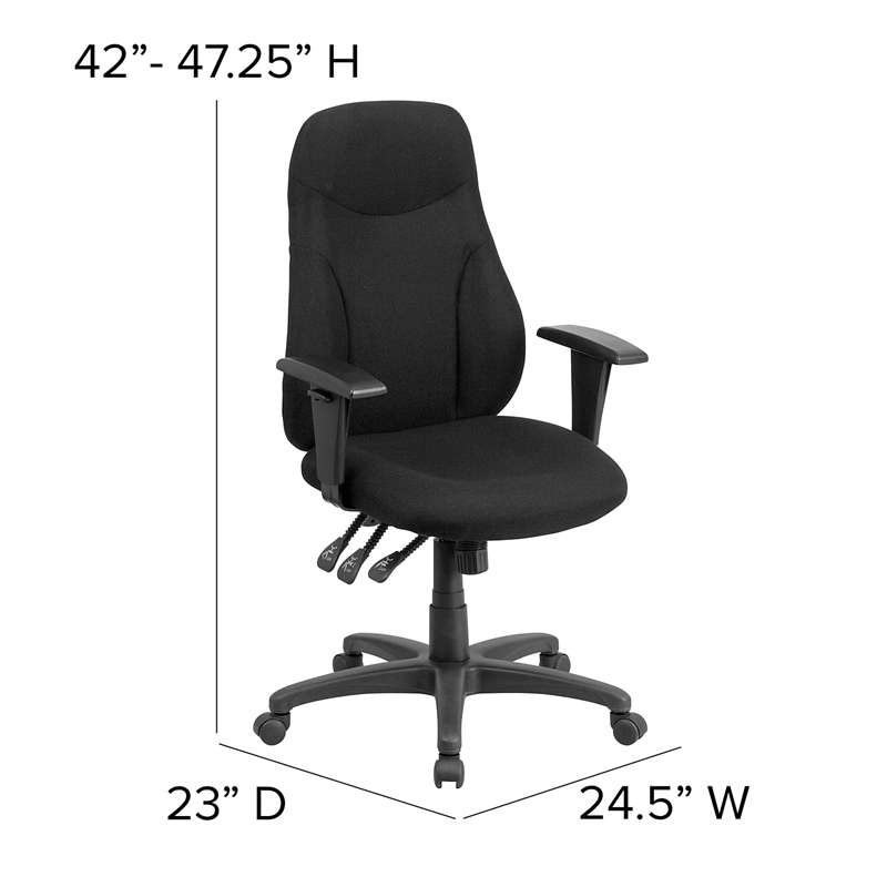 Scranton & Co Contemporary Fabric High Back Swivel Office Chair in Black