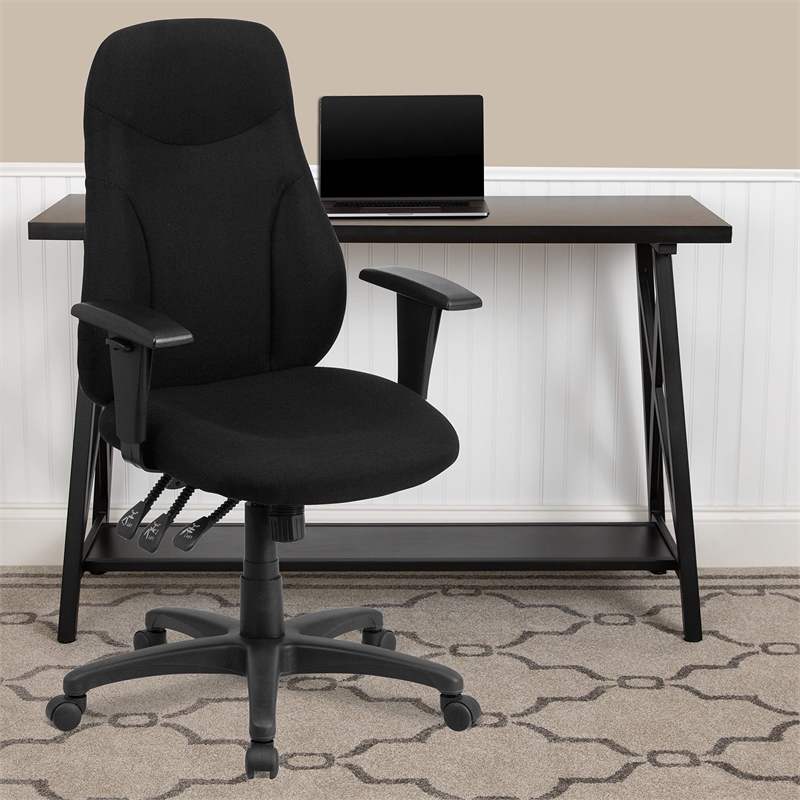 Scranton & Co Contemporary Fabric High Back Swivel Office Chair in Black