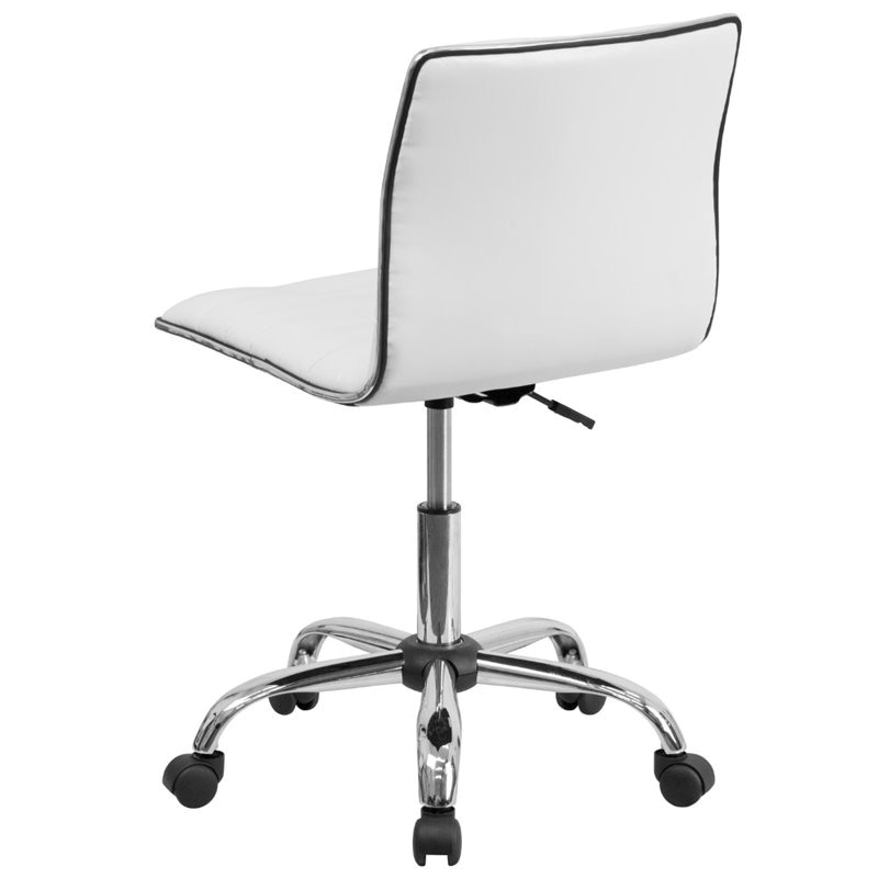 Scranton & Co Contemporary Vinyl Ribbed Office Chair in White/Chrome