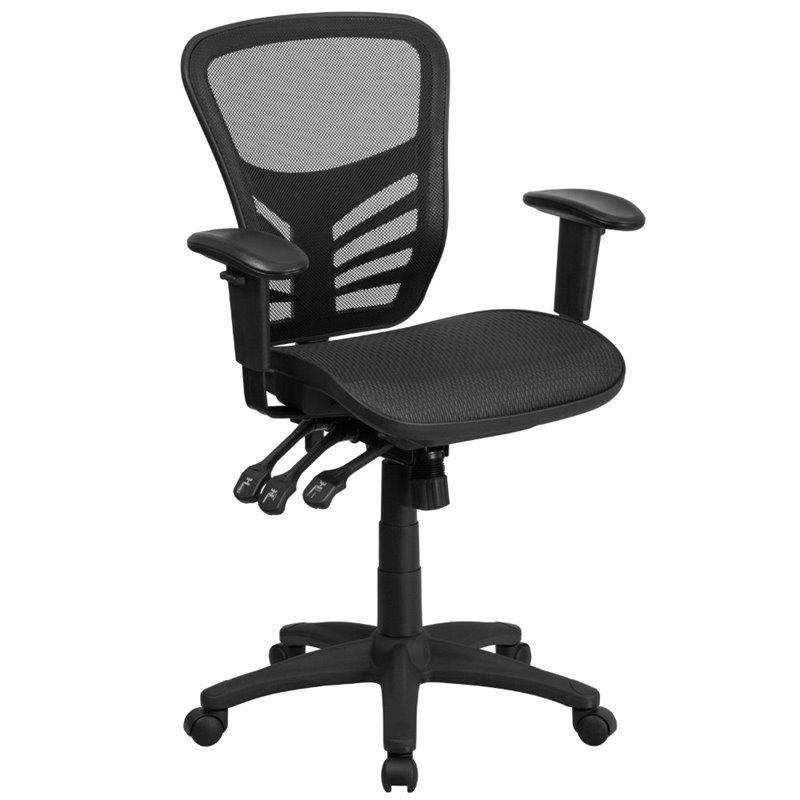 Scranton & Co Mid Back Mesh Swivel Office Chair in Black