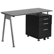 Scranton & Co 3 Drawer Glass Top Home Office Desk in Black
