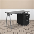 Scranton & Co 3 Drawer Glass Top Home Office Desk in Black