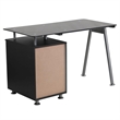 Scranton & Co 3 Drawer Glass Top Home Office Desk in Black