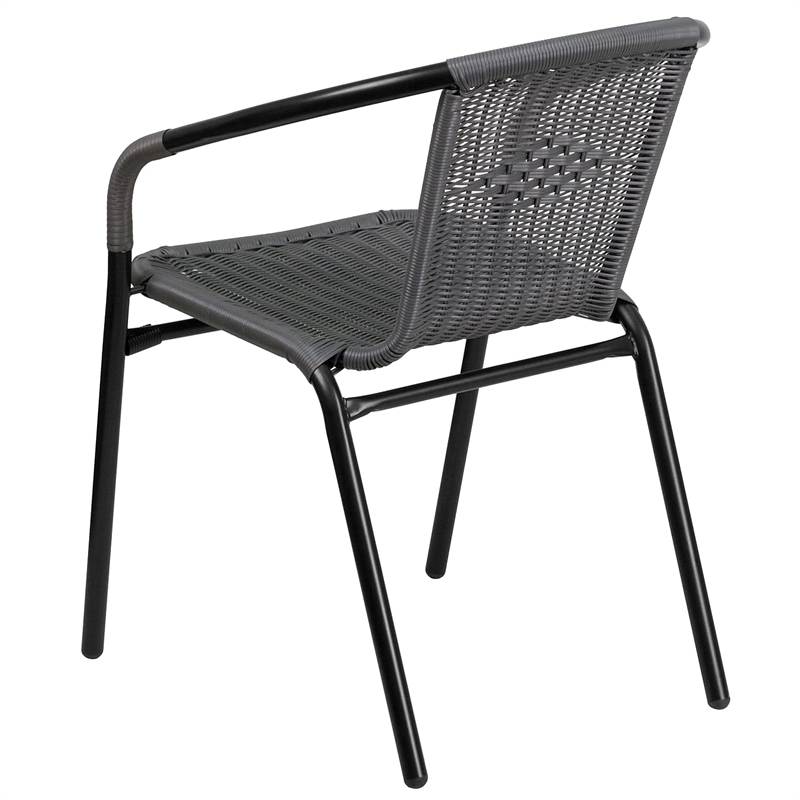 Scranton & Co 5 Piece Round Patio Dining Set in Black and Gray
