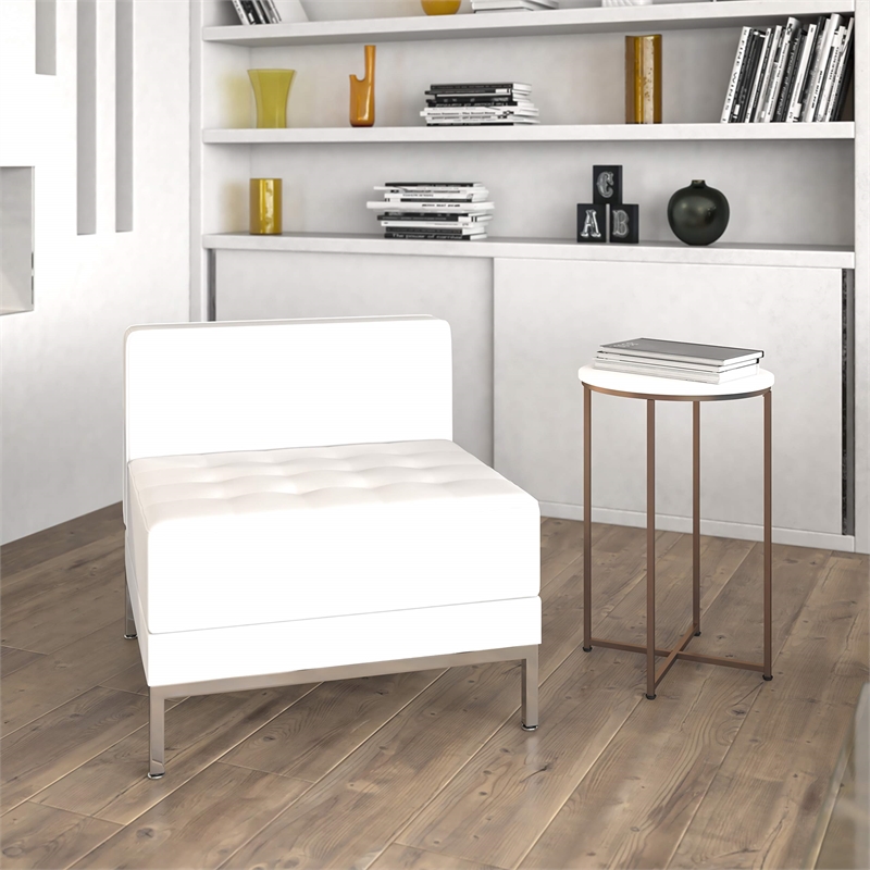 Scranton & Co Armless Leather Reception Chair in White