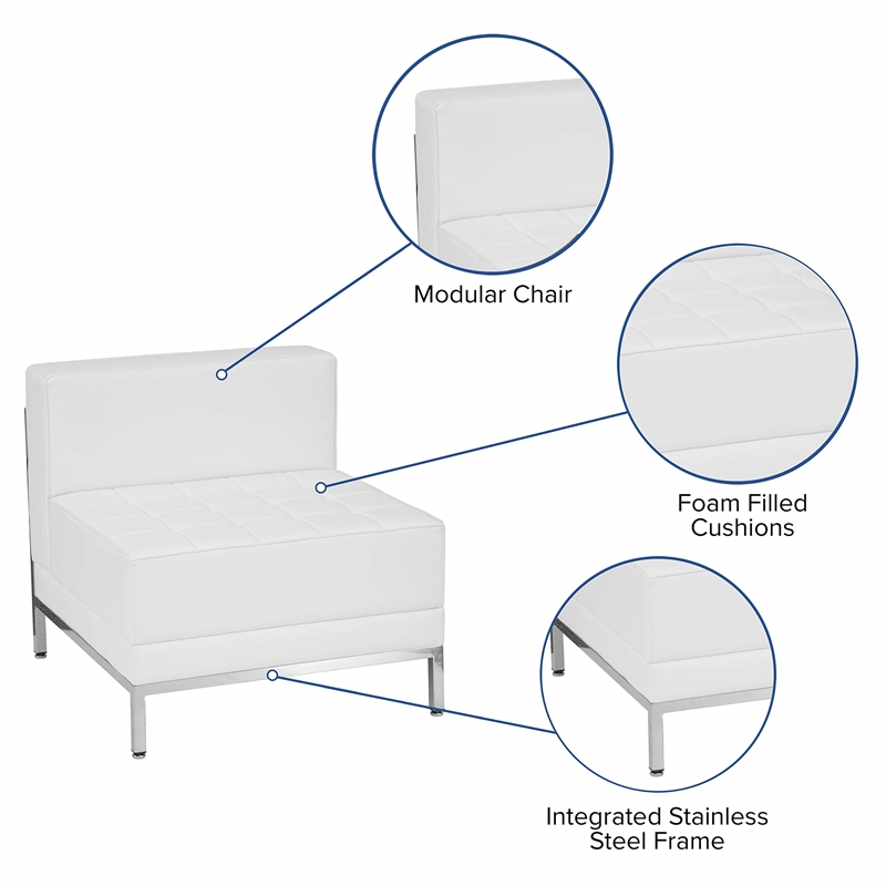 Scranton & Co Armless Leather Reception Chair in White