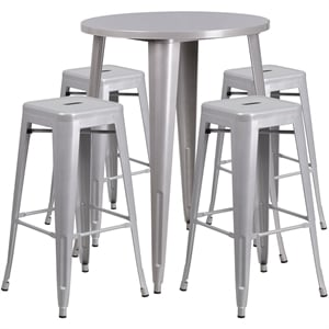 Scranton & Co Round Patio Bistro Set in Gray
