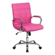 Scranton & Co Contemporary Vinyl Mid Back Swivel Office Chair in Pink