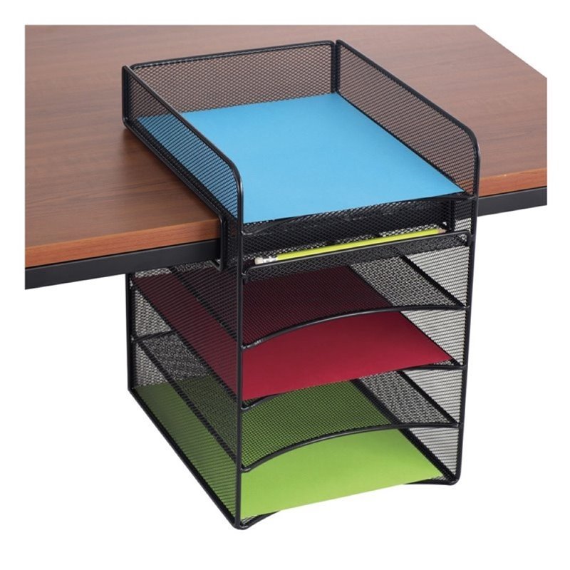 Scranton & Co Steel Black Hanging Desk Organizer Rectangular Durable 10