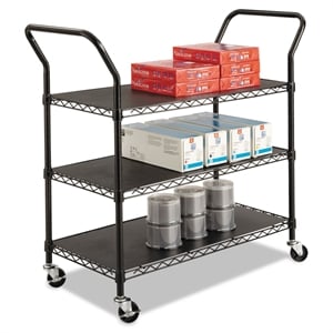 Scranton & Co 3 Shelf Wire Utility Transport Cart in Black