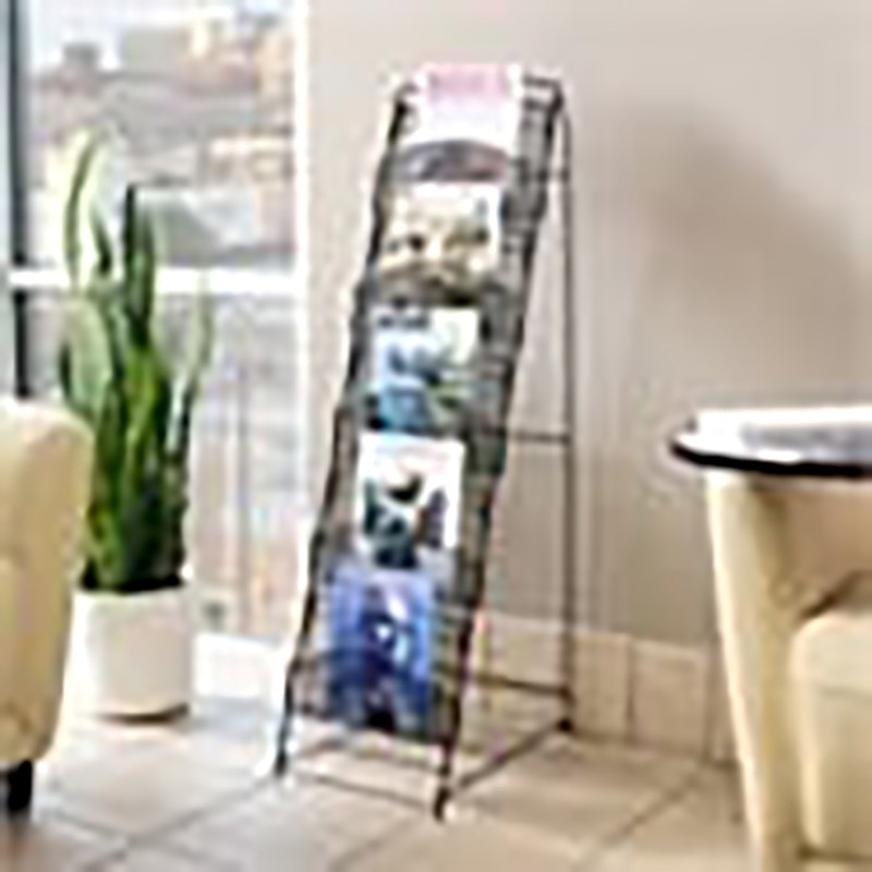 Scranton & Co 5-Pocket Steel Metal Floor Magazine Rack in Black