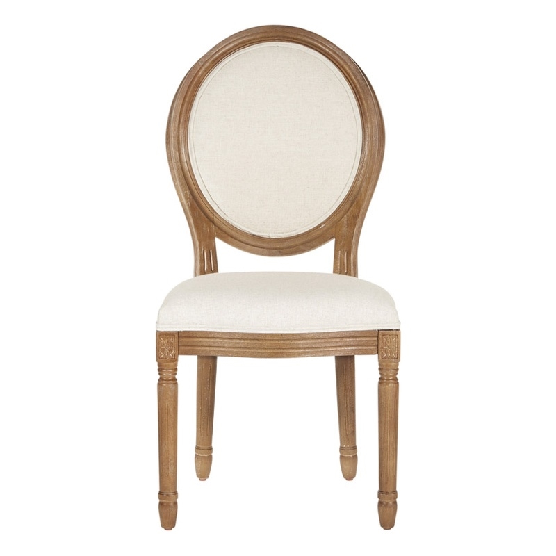 Scranton & Co Fabric Linen Beige Dining Chair Oval Back 40