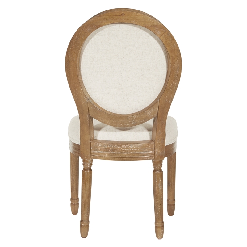 Scranton & Co Fabric Linen Beige Dining Chair Oval Back 40