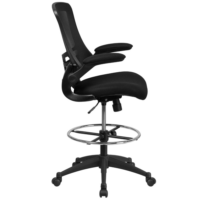 Scranton & Co Mid Back Mesh Drafting Chair in Black