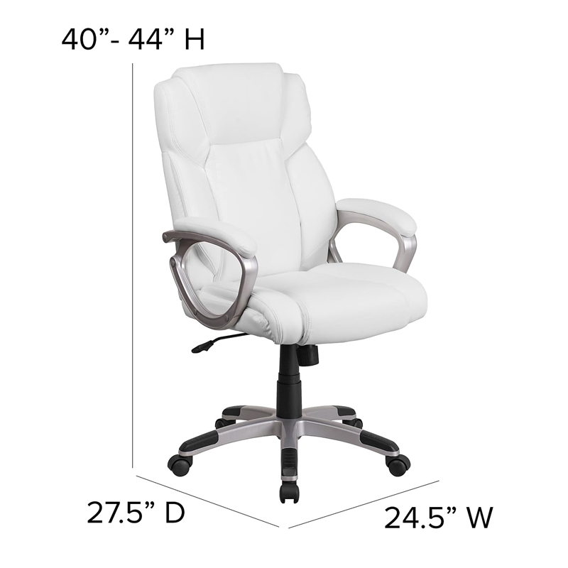 Scranton & Co Contemporary Faux Leather Mid-Back Executive Chair in White