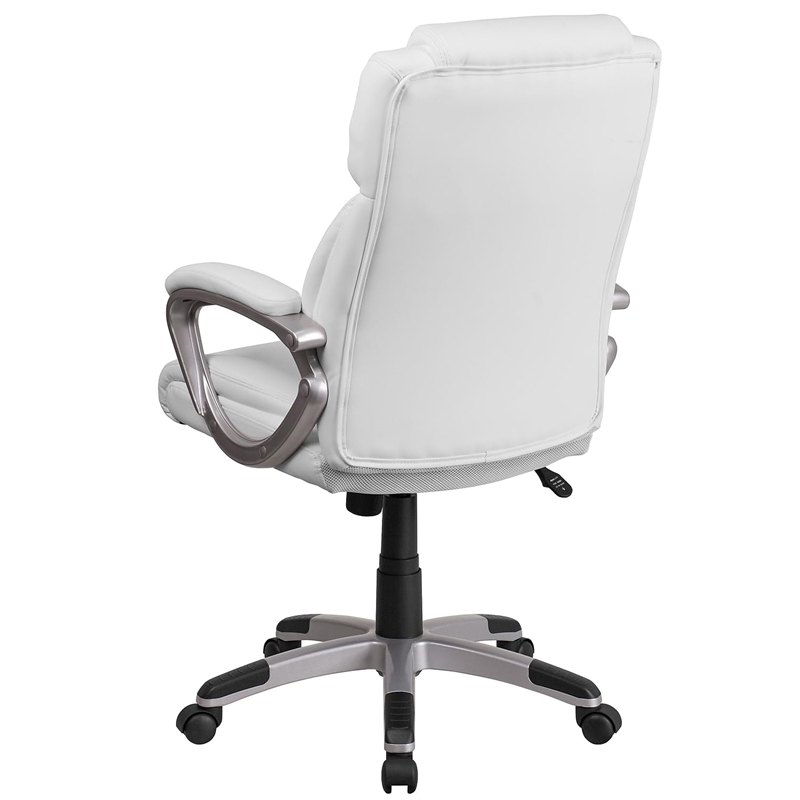 Scranton & Co Contemporary Faux Leather Mid-Back Executive Chair in White