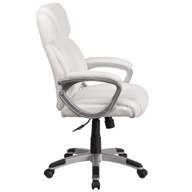 Scranton & Co Contemporary Faux Leather Mid-Back Executive Chair in White