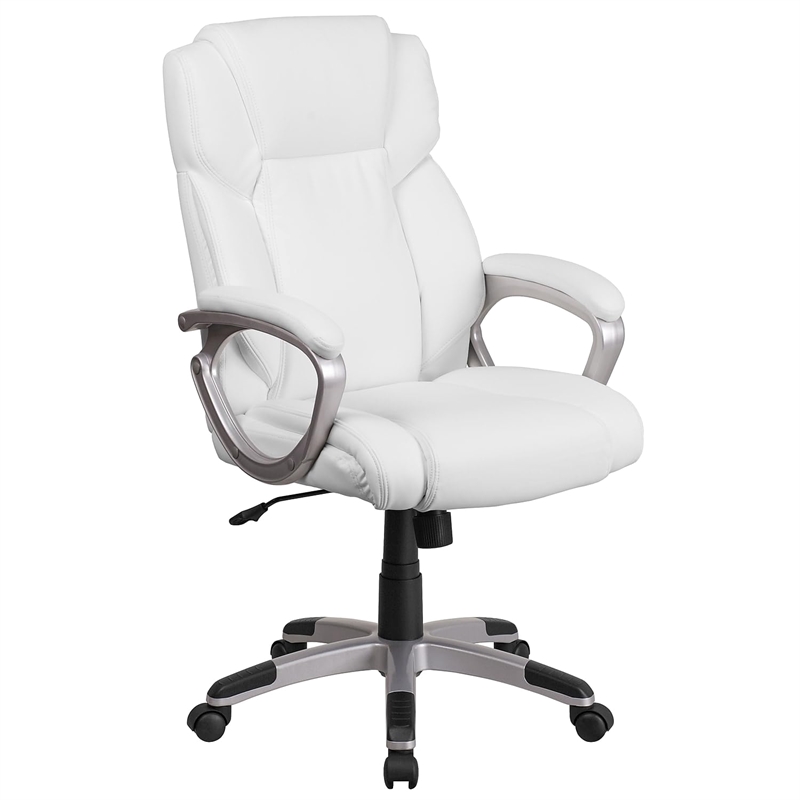 Scranton & Co Contemporary Faux Leather Mid-Back Executive Chair in White