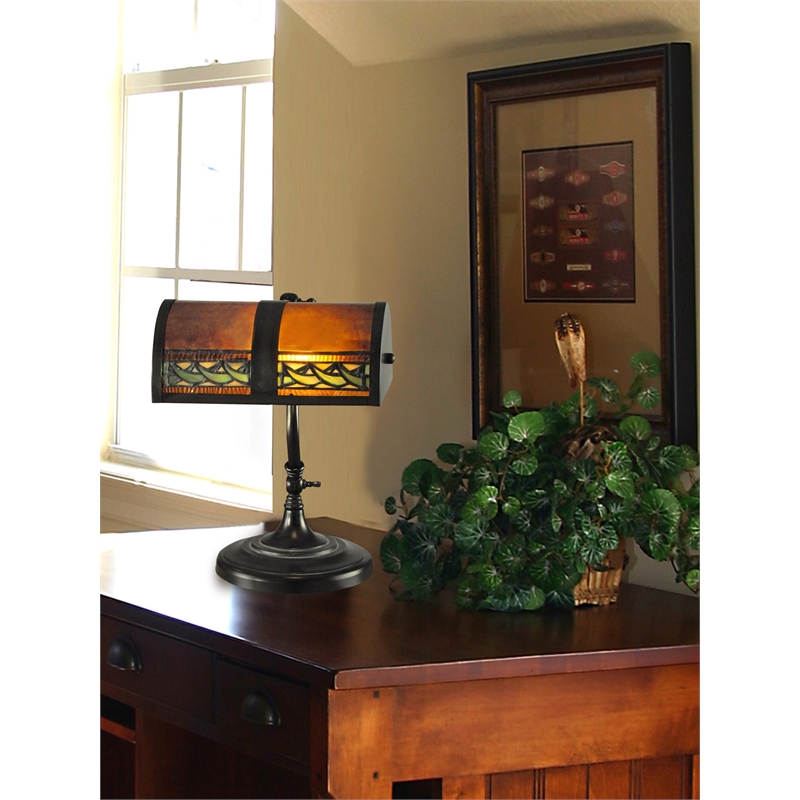 Scranton & Co Egyptian Banker Desk Lamp in Mica Bronze