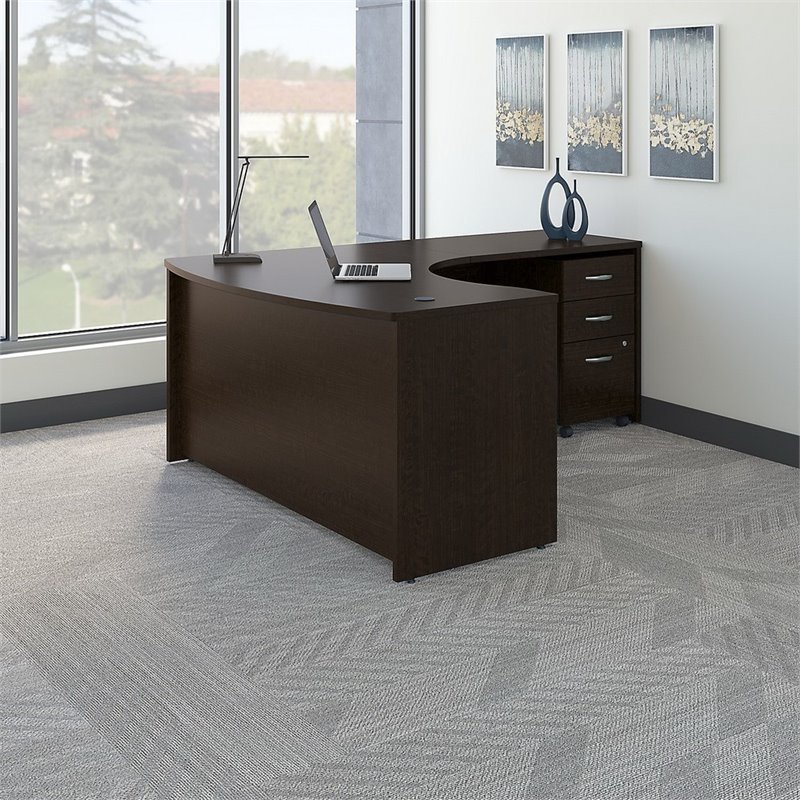 Scranton & Co Engineered Wood Mocha Cherry L Desk Rectangular 78