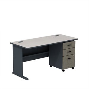 Scranton & Co 60&quot Desk with Mobile File Cabinet in Slate
