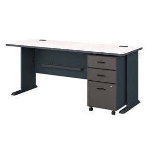 Scranton & Co 72&quot Desk with Mobile File Cabinet in Slate