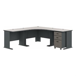 Scranton & Co Engineered Wood White L Desk with File Cabinet Corner Setup 84&quot Unassembled