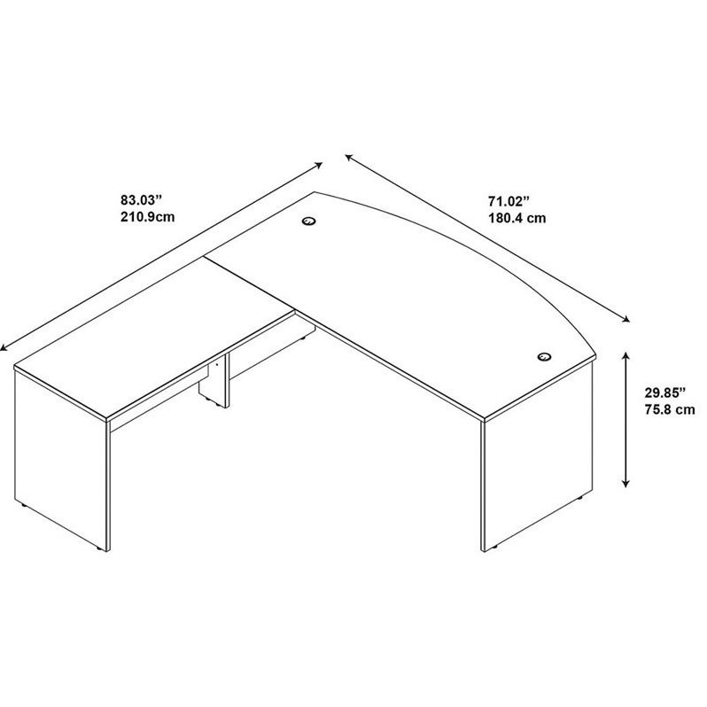Scranton & Co Wood Mocha Cherry L-Shaped Desk Rectangular Wire Management 71.02