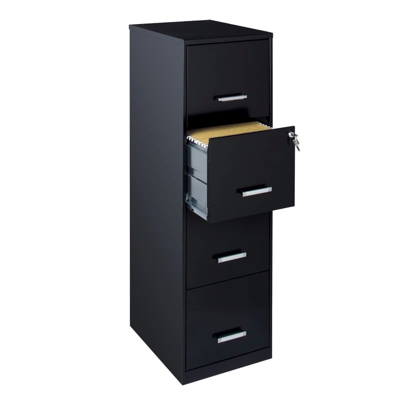 Scranton & Co Metal Black Filing Cabinet Vertical 4-Drawer 18