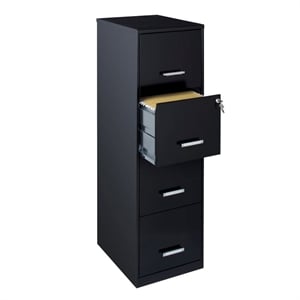 Scranton & Co Metal Black Filing Cabinet Vertical 4-Drawer 18&quot Assembled