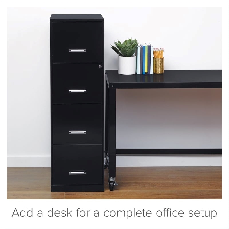 Scranton & Co Metal Black Filing Cabinet Vertical 4-Drawer 18