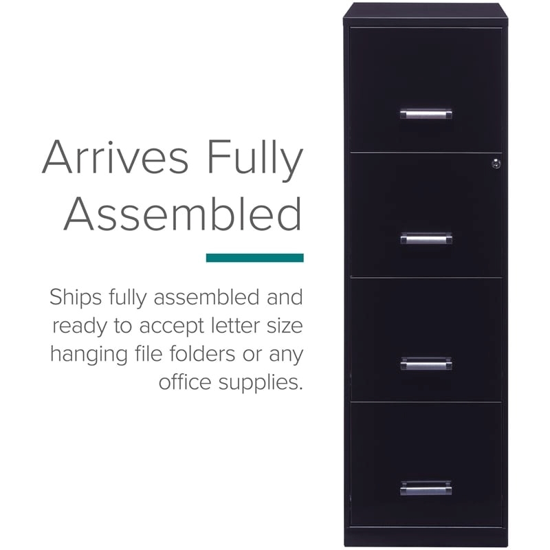 Scranton & Co Metal Black Filing Cabinet Vertical 4-Drawer 18