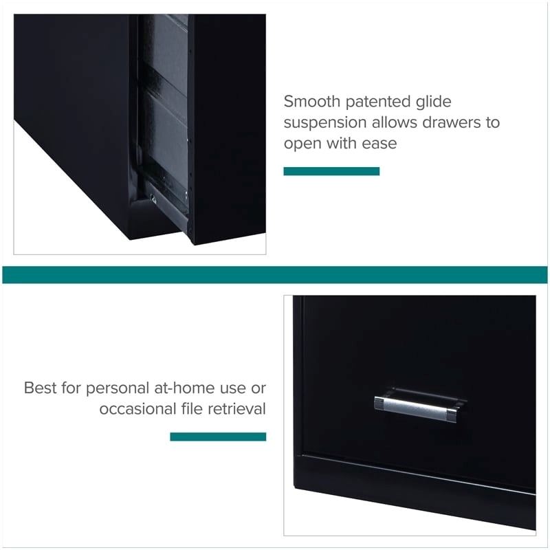 Scranton & Co Metal Black Filing Cabinet Vertical 4-Drawer 18