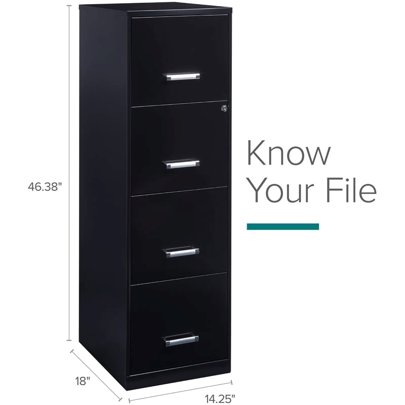 Scranton & Co Metal Black Filing Cabinet Vertical 4-Drawer 18