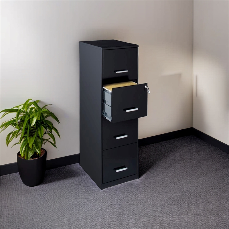 Scranton & Co Metal Black Filing Cabinet Vertical 4-Drawer 18