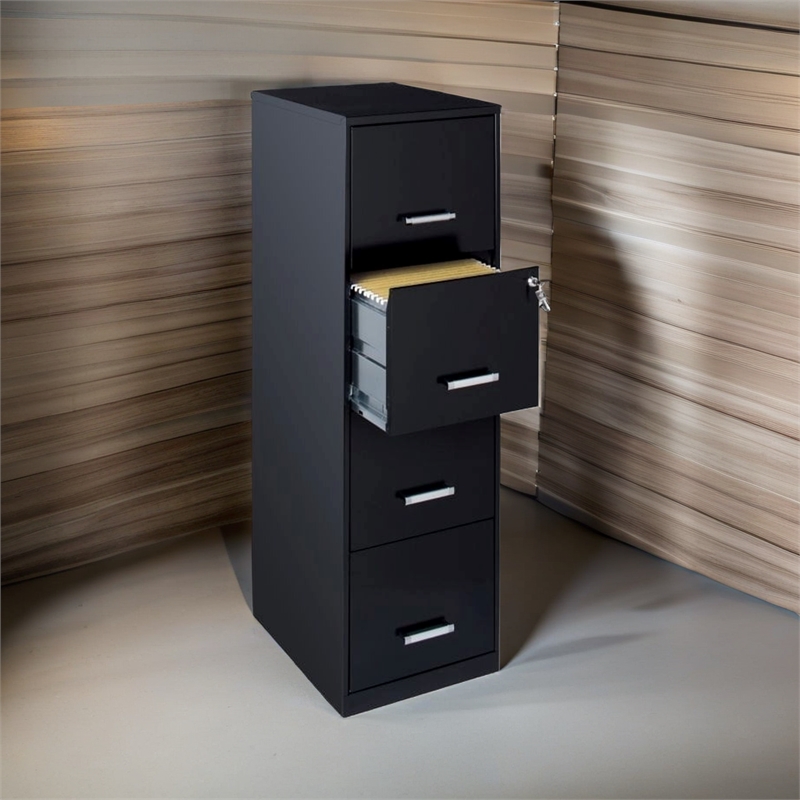 Scranton & Co Metal Black Filing Cabinet Vertical 4-Drawer 18