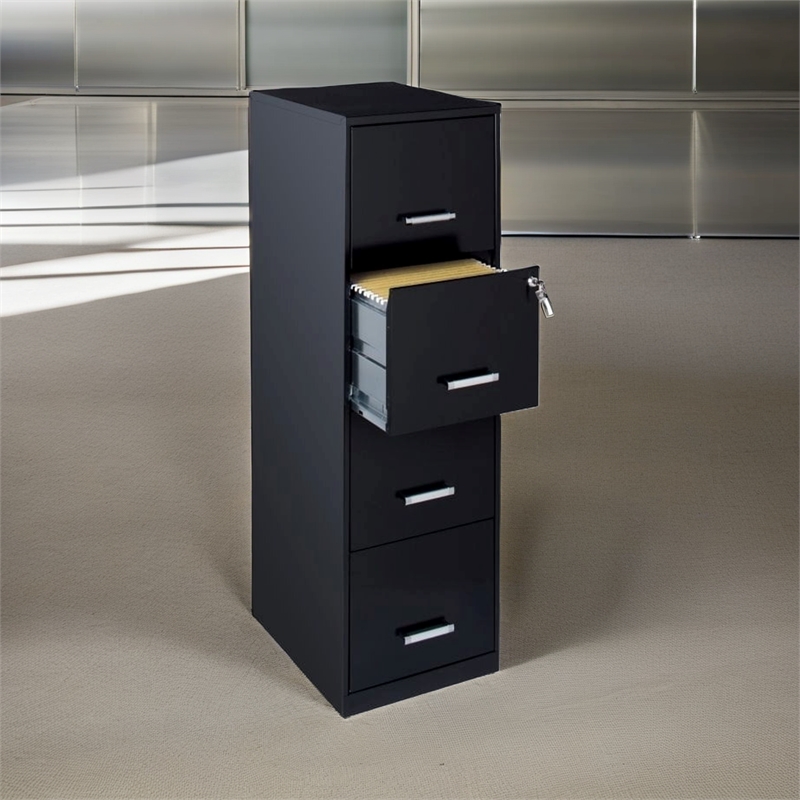 Scranton & Co Metal Black Filing Cabinet Vertical 4-Drawer 18