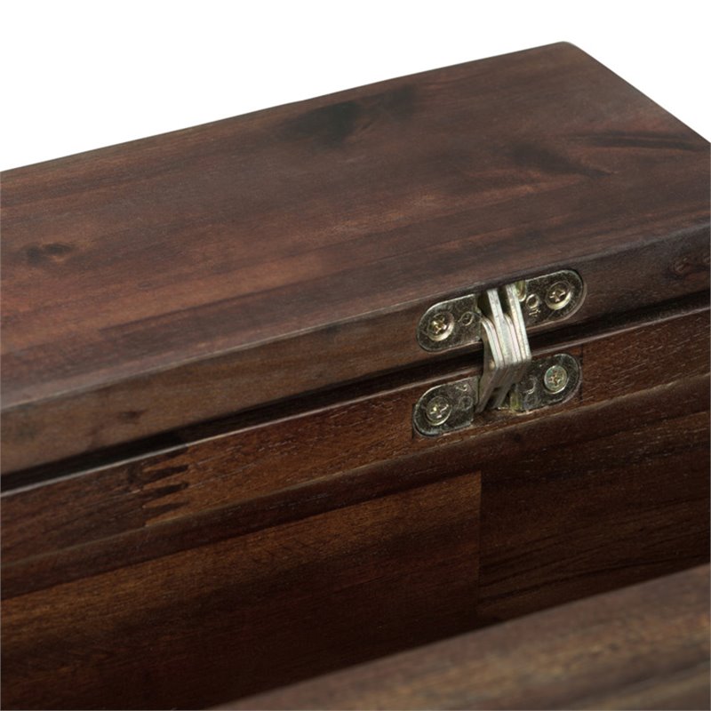 Scranton & Co Solid Acacia Wood Distressed Charcoal Brown Computer Desk Rectangular USB Power Outlet 60