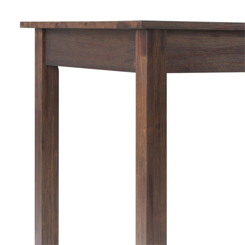 Scranton & Co Solid Acacia Wood Distressed Charcoal Brown Computer Desk Rectangular USB Power Outlet 60