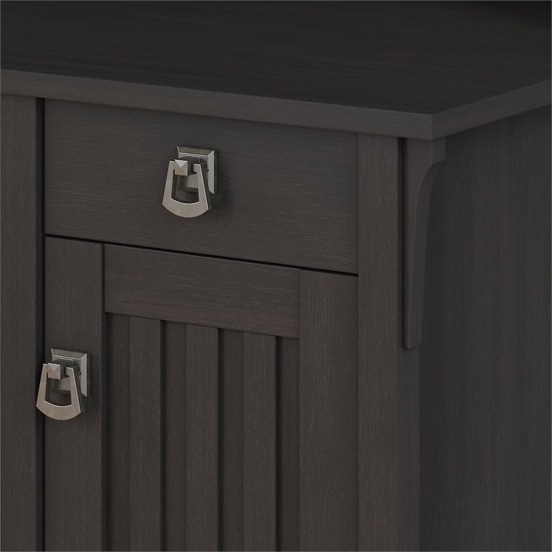 Scranton & Co Farmhouse Engineered Wood L Shaped Desk with Storage in Black