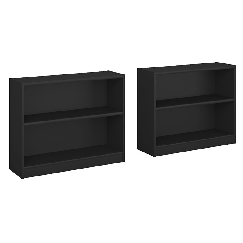Scranton & Co Furniture Universal 2 Shelf Bookcase in Classic Black (Set of 2)
