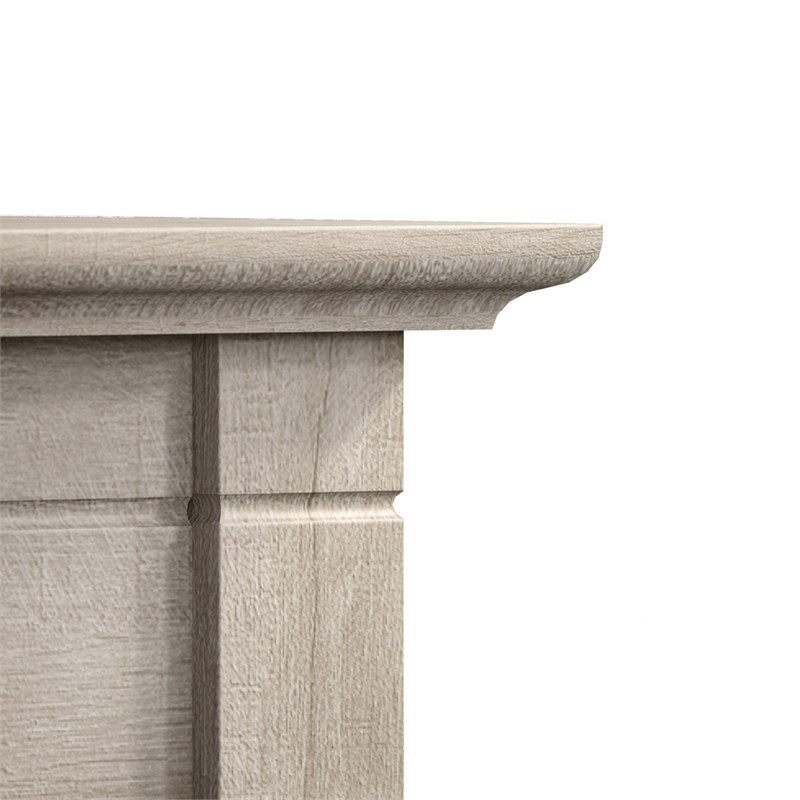 Scranton & Co L-Shaped Engineered Wood Desk with File Cabinet in Washed Gray
