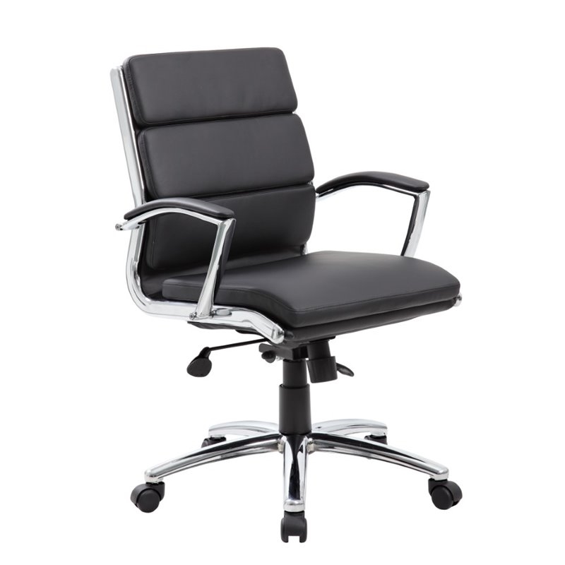 Scranton & Co Modern Vinyl Executive Mid-Back Office Chair in Black