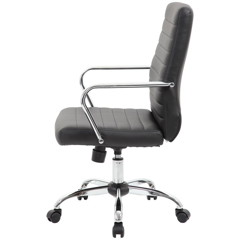 Scranton & Co Modern Faux Leather Swivel Office Chair in Black