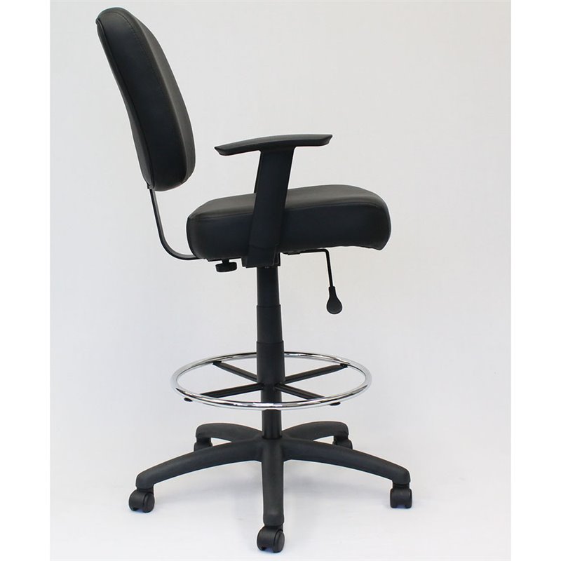 Scranton & Co Modern Faux Leather Swivel Drafting Stool in Black