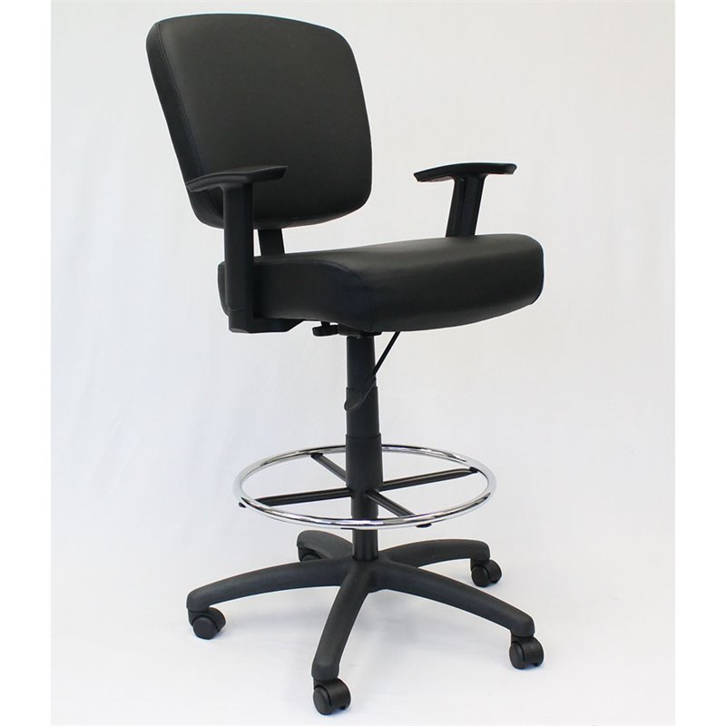 Scranton & Co Modern Faux Leather Swivel Drafting Stool in Black