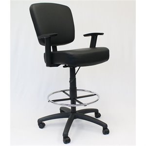 Scranton & Co Modern Faux Leather Swivel Drafting Stool in Black