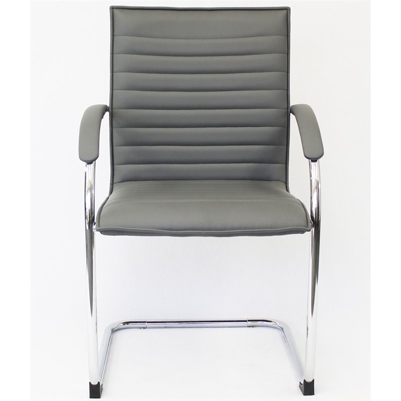 Scranton & Co Faux Leather Office Chair in Gray (Set of 2)
